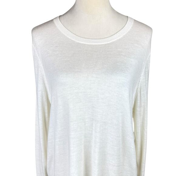 Vince Ivory White & Gray Colorblock Cashmere Blend Long Sleeve Knit Sweater - Picture 4 of 12